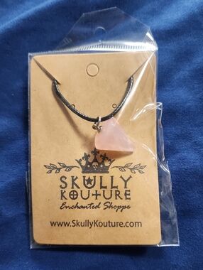 Pink Rose Quartz Triangle Pendant Necklace